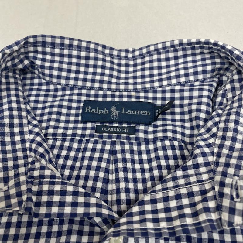 ラルフローレン RALPHLAUREN シャツ、ブラウス 半袖 半袖 シャツ 90s Ralph lauren ギンガムチェック ブラウス Shirt ロゴ 刺繍 ワンポイント 大きめ ビッグシルエット XXL ロゴ、文字 X 刺繍 X ワンポイント X チェック 青 / ブルー / blue X 白 / ホワイト / white メンズ USED 古着 中古 50138305
