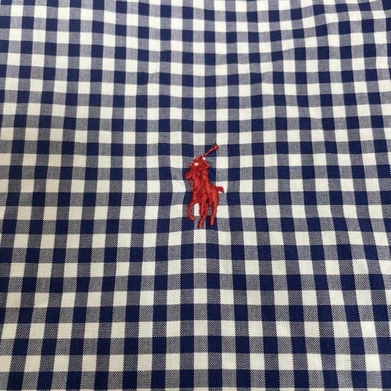 ラルフローレン RALPHLAUREN シャツ、ブラウス 半袖 半袖 シャツ 90s Ralph lauren ギンガムチェック ブラウス Shirt ロゴ 刺繍 ワンポイント 大きめ ビッグシルエット XXL ロゴ、文字 X 刺繍 X ワンポイント X チェック 青 / ブルー / blue X 白 / ホワイト / white メンズ USED 古着 中古 50138305