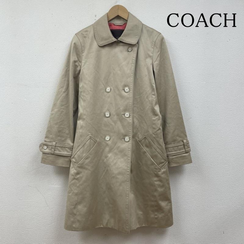 コーチ COACH コート トレンチコート トレンチ コート ジャケット ブルゾン ボタン 裏地 シグネチャー ステンカラー S 無地 ベージュ / ベージュ / beige レディース USED 古着 中古 50138322