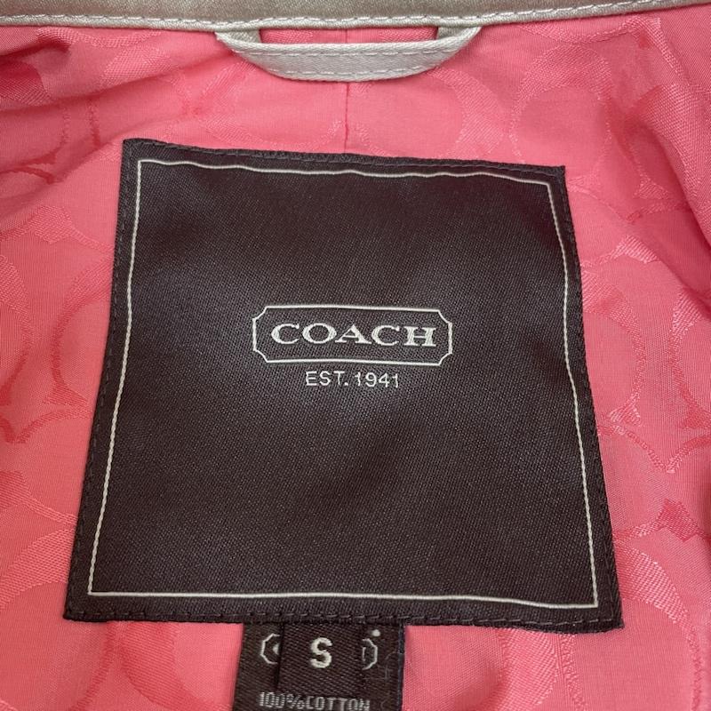 コーチ COACH コート トレンチコート トレンチ コート ジャケット ブルゾン ボタン 裏地 シグネチャー ステンカラー S 無地 ベージュ / ベージュ / beige レディース USED 古着 中古 50138322
