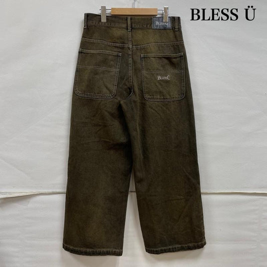 古着 USED パンツ デニム、ジーンズ BLESSU バギー デニム ワイド ダークブラウン BU0096 M ワンポイント X ロゴ、文字 X 刺繍 メンズ USED 古着 中古 50138331