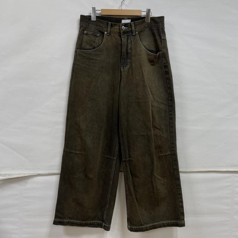 古着 USED パンツ デニム、ジーンズ BLESSU バギー デニム ワイド ダークブラウン BU0096 M ワンポイント X ロゴ、文字 X 刺繍 メンズ USED 古着 中古 50138331