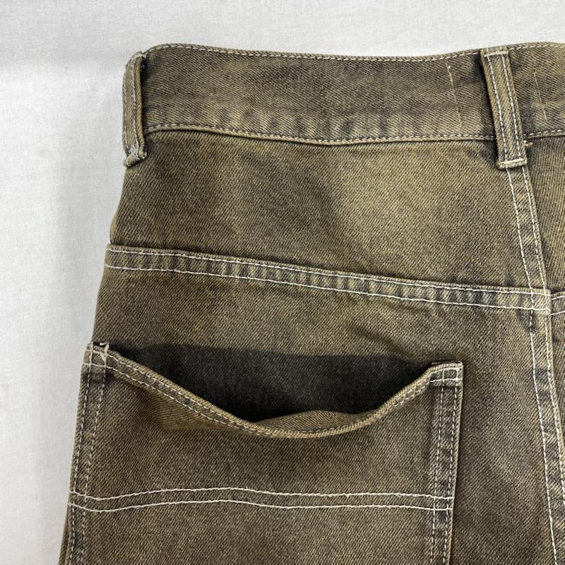 古着 USED パンツ デニム、ジーンズ BLESSU バギー デニム ワイド ダークブラウン BU0096 M ワンポイント X ロゴ、文字 X 刺繍 メンズ USED 古着 中古 50138331