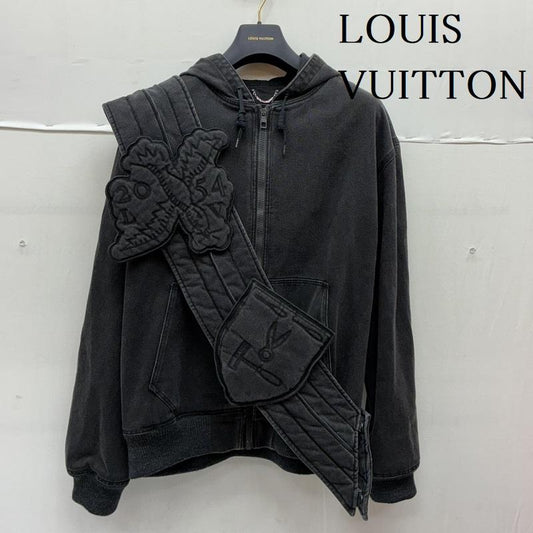 ルイヴィトン LOUIS VUITTON ジャケット、上着 ジャンパー、ブルゾン 21ss ジップ スロー デニム フーディ ウィズ サッシュアンドパッチ HHA61WRDH 52 チャコールグレー / チャコールグレー / メンズ USED 古着 中古 50138366