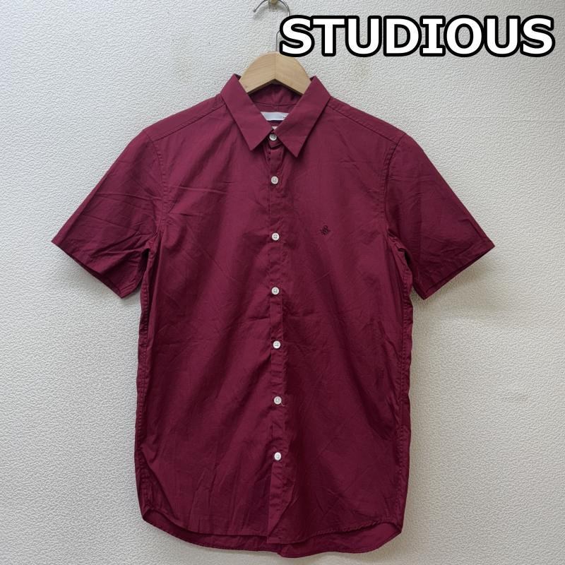 ステュディオス STUDIOUS シャツ、ブラウス 半袖 ST-13010008 日本製 ワンポイント Sロゴ 刺繍 半袖 シャツ えんじ色 ワインレッド M えんじ / ワインレッド / dark red メンズ USED 古着 中古 50138396