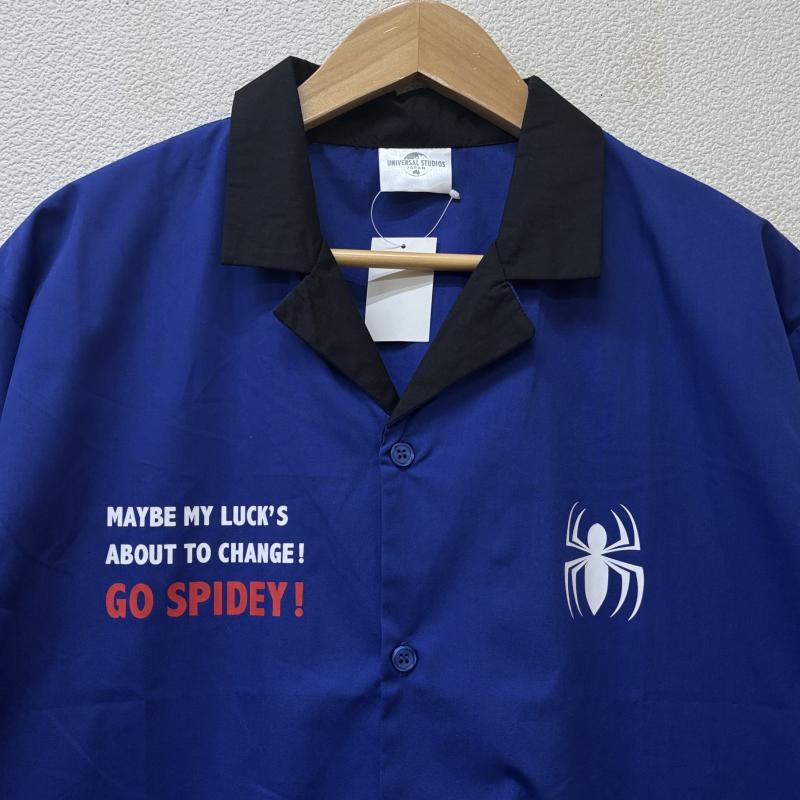 古着 USED シャツ、ブラウス 半袖 Universal Studios Japan USJ スパイダーマン プリント オープンカラー ボックス 半袖 シャツ ユニセックス 青 ブルー L 青 / ブルー / blue メンズ USED 古着 中古 50138406