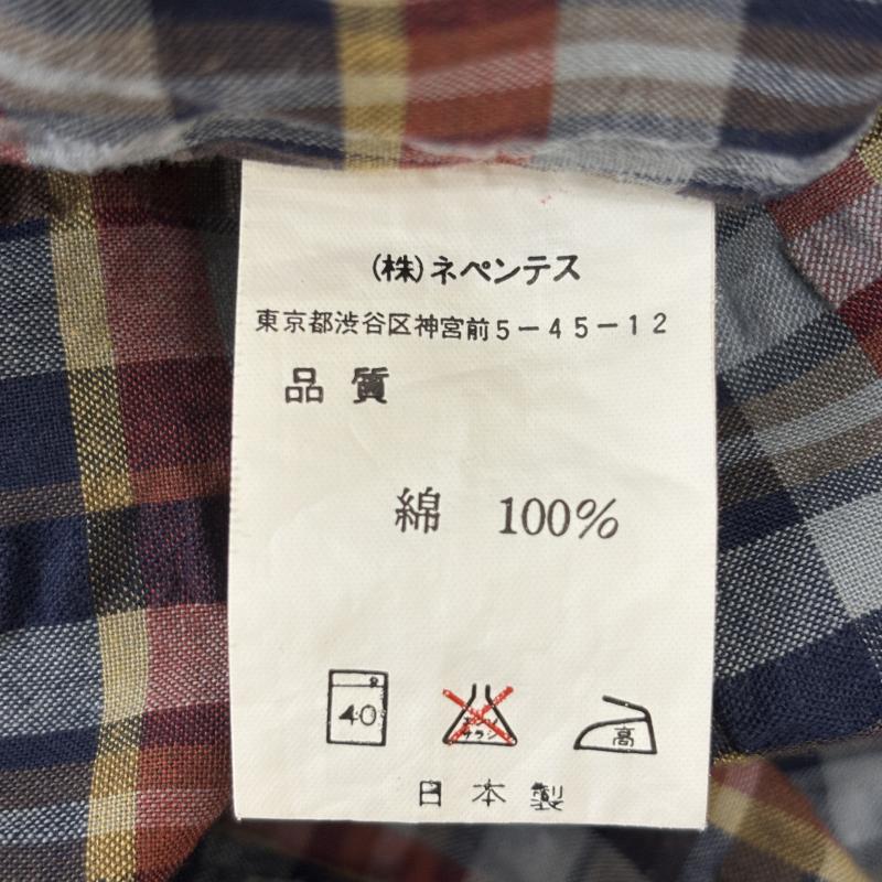 ネペンテス NEPENTHES シャツ、ブラウス 半袖 日本製 SCOVILL スコビルボタン サッカー生地 チェック柄 ボックス 半袖 ウエスタン シャツ XS メンズ USED 古着 中古 50138413