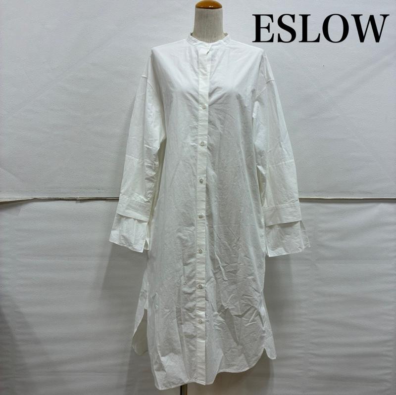 古着 USED ワンピース ロングスカート ESLOW エスロー シャツ ワンピース ロング 長袖 - 無地 白 / ホワイト / white レディース USED 古着 中古 50138442