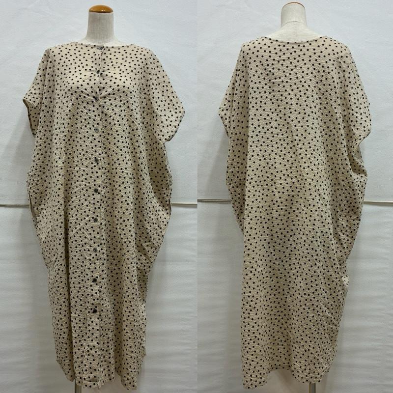 古着 USED ワンピース ロングスカート somewear clothing サムウェアクロージング 2way フレンチ スリーブ ノーカラー 水玉 ドット ロング ワンピース - ドット ベージュ / ベージュ / beige X 黒 / ブラック / black レディース USED 古着 中古 50138446
