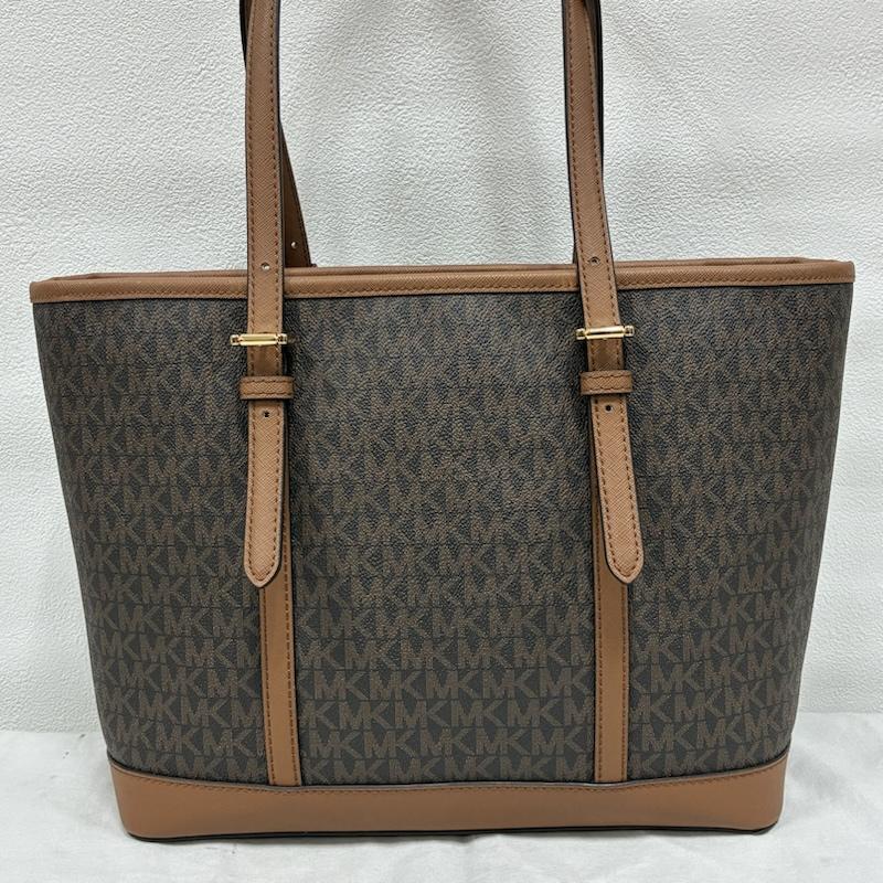 マイケルコース MICHAEL KORS トートバッグ トートバッグ JET SET TRAVEL ジップ トートバッグ A4収納 肩掛け ゴールド金具 - 総柄 X ロゴ、文字 茶 / ブラウン / brown X 金 / ゴールド / gold color レディース USED 古着 中古 50138470