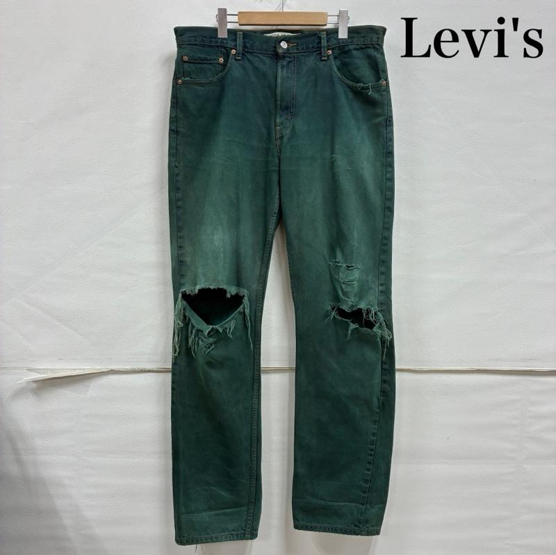 リーバイス Levi s パンツ デニム、ジーンズ 505 レギュラーフィット 00 s 2007年製 後染め カラー デニム パンツ 36インチ ワンポイント X ロゴ、文字 緑 / グリーン / green メンズ USED 古着 中古 50138516