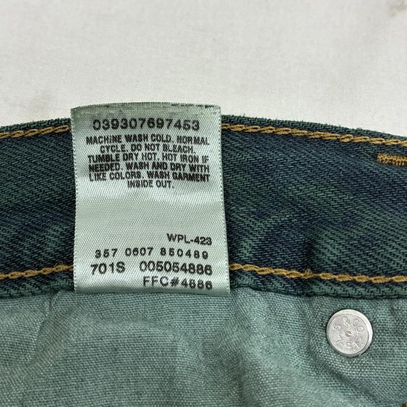 リーバイス Levi s パンツ デニム、ジーンズ 505 レギュラーフィット 00 s 2007年製 後染め カラー デニム パンツ 36インチ ワンポイント X ロゴ、文字 緑 / グリーン / green メンズ USED 古着 中古 50138516