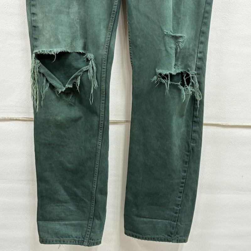 リーバイス Levi s パンツ デニム、ジーンズ 505 レギュラーフィット 00 s 2007年製 後染め カラー デニム パンツ 36インチ ワンポイント X ロゴ、文字 緑 / グリーン / green メンズ USED 古着 中古 50138516