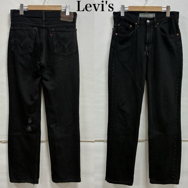 リーバイス Levi s パンツ デニム、ジーンズ 00 s スリムフィット 後染め ブラックデニム ジップフライ 実寸30インチ - ワンポイント X ロゴ、文字 黒 / ブラック / black メンズ USED 古着 中古 50138517