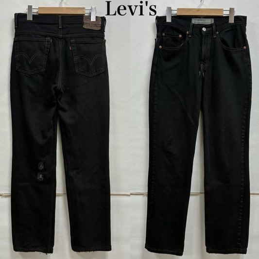 リーバイス Levi s パンツ デニム、ジーンズ 00 s スリムフィット 後染め ブラックデニム ジップフライ 実寸30インチ - ワンポイント X ロゴ、文字 黒 / ブラック / black メンズ USED 古着 中古 50138517