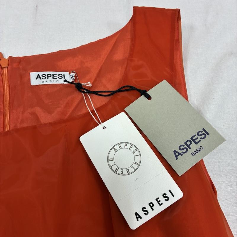 アスペジ ASPESI ワンピース ひざ丈スカート イタリア製 ノースリーブ ナイロン シースルー ワンピース 44 13号 44 無地 橙 / オレンジ / orange レディース USED 古着 中古 50138519