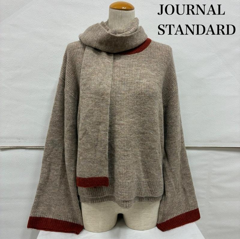 ジャーナルスタンダード JOURNAL STANDARD ニット、セーター 長袖 マフラー セット マルチ ボーダー PO プルオーバー ニット セーター タグ付き FREE ベージュ / ベージュ / beige X 橙 / オレンジ / orange レディース USED 古着 中古 50138578