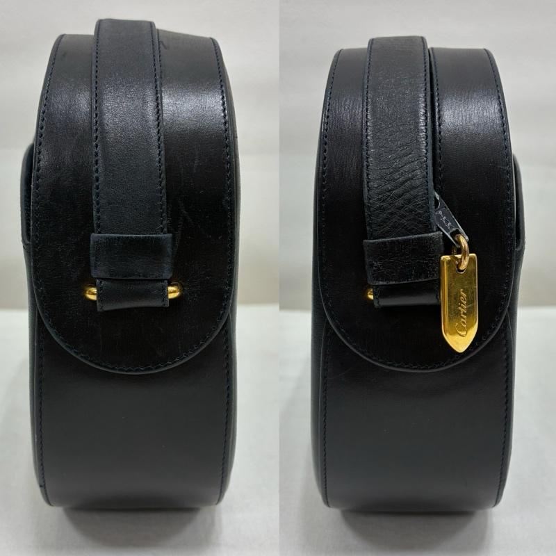カルティエ Cartier ショルダーバッグ ショルダーバッグ オールド サファイアライン レザー ショルダーバッグ 斜め掛け クロスボディ ゴールド金具 - 紺 / ネイビー / navy X 金 / ゴールド / gold color レディース USED 古着 中古 50138585