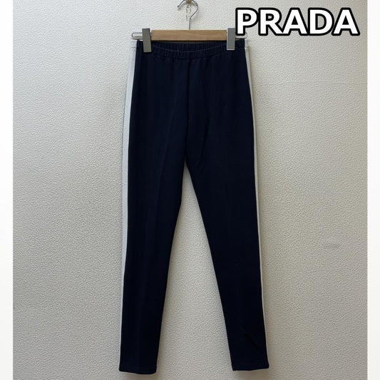 プラダ PRADA ボトムス ボトムス サイドライン スリム ジャージ トラック パンツ 紺 ネイビー XS 紺 / ネイビー / navy レディース USED 古着 中古 50138616