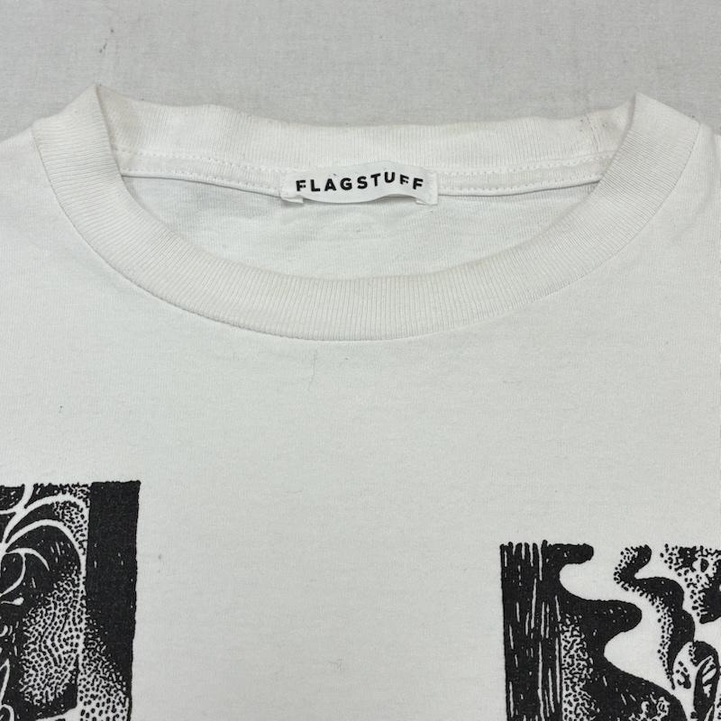 フラグスタフ FLAGSTUFF Tシャツ 長袖 21AW フロント 袖プリント 長袖 Tシャツ ロンT L プリント 白 / ホワイト / white X 黒 / ブラック / black メンズ USED 古着 中古 50138639