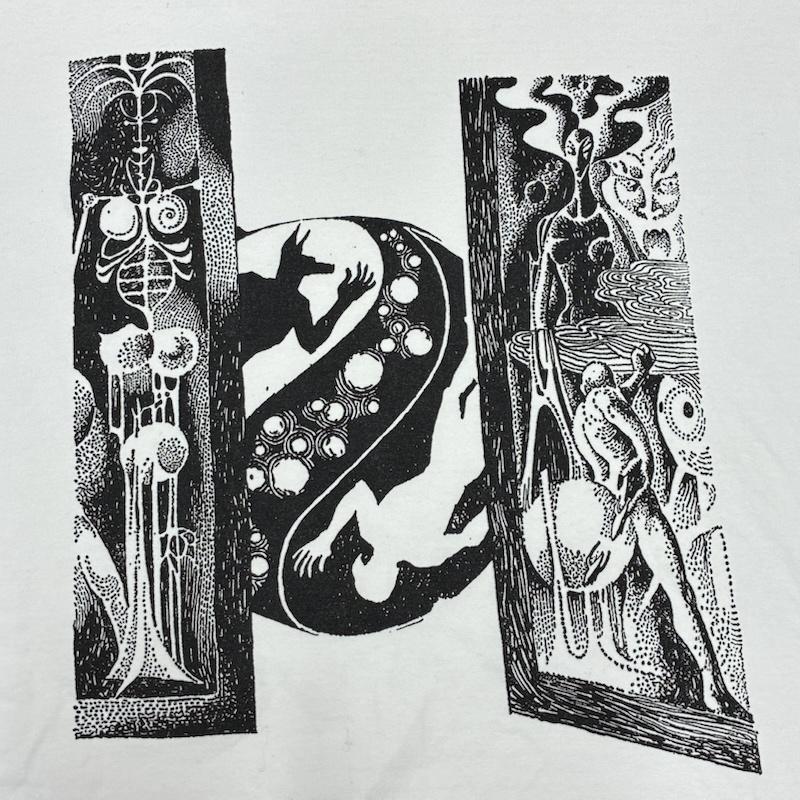 フラグスタフ FLAGSTUFF Tシャツ 長袖 21AW フロント 袖プリント 長袖 Tシャツ ロンT L プリント 白 / ホワイト / white X 黒 / ブラック / black メンズ USED 古着 中古 50138639