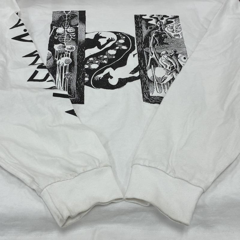 フラグスタフ FLAGSTUFF Tシャツ 長袖 21AW フロント 袖プリント 長袖 Tシャツ ロンT L プリント 白 / ホワイト / white X 黒 / ブラック / black メンズ USED 古着 中古 50138639