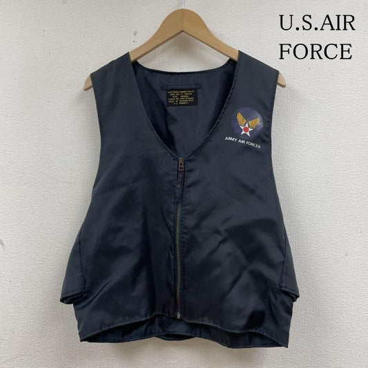 古着 USED ベスト ベスト ヴィンテージ U.S.AIR FORCE ラジオキャリアーベスト 2010-978520 ナイロン ロゴ プリント 前開き ジップアップ M ロゴ、文字 X プリント 紺 / ネイビー / navy メンズ USED 古着 中古 50138678
