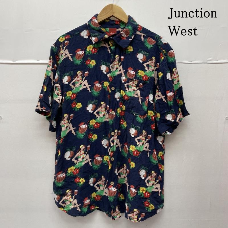 古着 USED シャツ、ブラウス 半袖 Junction West アロハ シャツ レーヨン 総柄 水着 レディー プリント 半袖 ハワイアン L 総柄 X プリント X  紺 / ネイビー / navy X マルチカラー / マルチカラー / multicolor メンズ USED 古着 中古 50138688