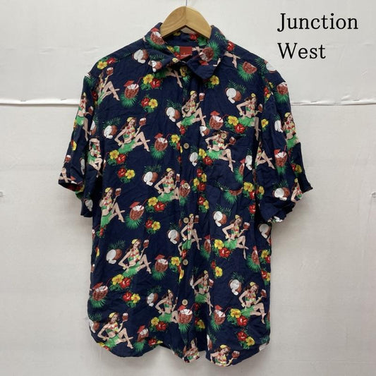古着 USED シャツ、ブラウス 半袖 Junction West アロハ シャツ レーヨン 総柄 水着 レディー プリント 半袖 ハワイアン L 総柄 X プリント X  紺 / ネイビー / navy X マルチカラー / マルチカラー / multicolor メンズ USED 古着 中古 50138688