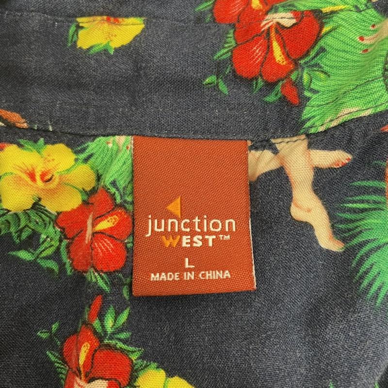 古着 USED シャツ、ブラウス 半袖 Junction West アロハ シャツ レーヨン 総柄 水着 レディー プリント 半袖 ハワイアン L 総柄 X プリント X  紺 / ネイビー / navy X マルチカラー / マルチカラー / multicolor メンズ USED 古着 中古 50138688