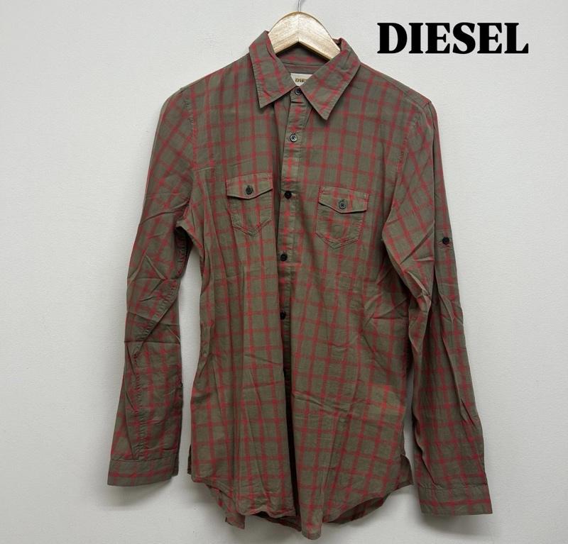 ディーゼル DIESEL シャツ、ブラウス 長袖 DISEL チェックシャツ ダブルポケット XS チェック 桃 / ピンク / pink X ベージュ / ベージュ / beige レディース USED 古着 中古 50138693