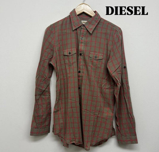 ディーゼル DIESEL シャツ、ブラウス 長袖 DISEL チェックシャツ ダブルポケット XS チェック 桃 / ピンク / pink X ベージュ / ベージュ / beige レディース USED 古着 中古 50138693