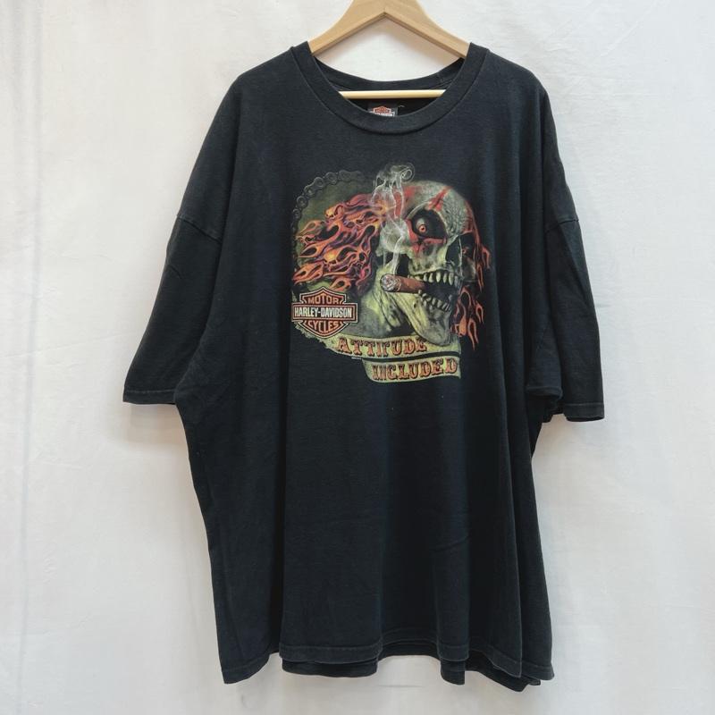 ハーレーダビッドソン Harley-Davidson Tシャツ 半袖 両面プリント スカル Ｔシャツ ビッグサイズ 4XL - 黒 / ブラック / black メンズ USED 古着 中古 50138711