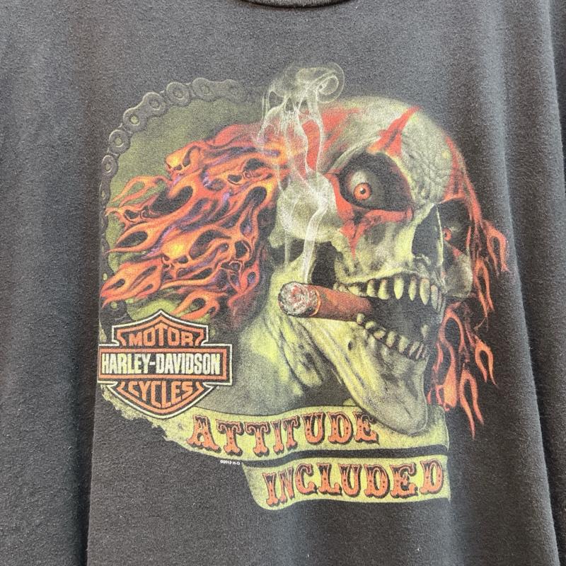 ハーレーダビッドソン Harley-Davidson Tシャツ 半袖 両面プリント スカル Ｔシャツ ビッグサイズ 4XL - 黒 / ブラック / black メンズ USED 古着 中古 50138711