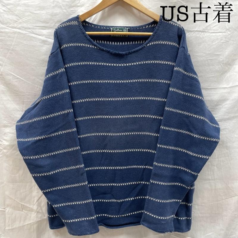 古着 USED ニット、セーター 長袖 24502 Southern Exposure コットン ラミー ニット NVY ネイビー - 紺 / ネイビー / navy X 白 / ホワイト / white レディース USED 古着 中古 50138754