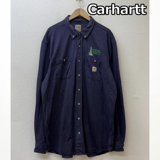 カーハート Carhartt シャツ、ブラウス 長袖 101698410 FORCE FR フレイムレジスタント ビッグサイズ PGE ロゴ 刺繍 長袖 ワーク シャツ 紺 ネイビー XXL 紺 / ネイビー / navy メンズ USED 古着 中古 50138844