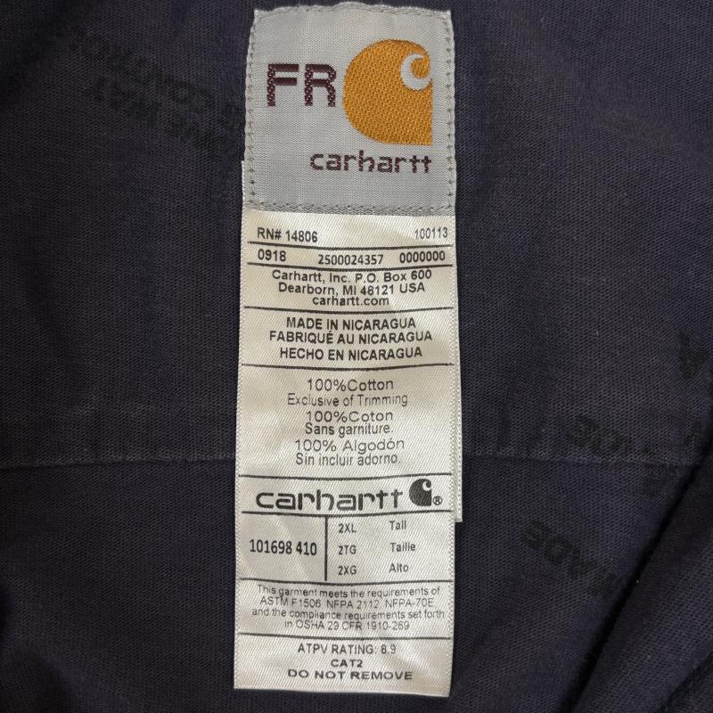 カーハート Carhartt シャツ、ブラウス 長袖 101698410 FORCE FR フレイムレジスタント ビッグサイズ PGE ロゴ 刺繍 長袖 ワーク シャツ 紺 ネイビー XXL 紺 / ネイビー / navy メンズ USED 古着 中古 50138844