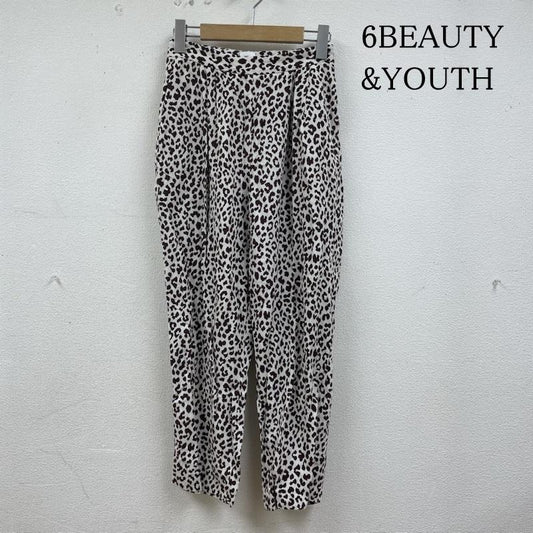 ロク 6BEAUTY&YOUTH パンツ ワークパンツ、ペインターパンツ LEOPARD PRINT PANTS レオパード ヒョウ柄 テーパード パンツ サイドファスナー リネン 麻 8614-202-0172 34 ヒョウ柄・レオパード柄 白 / ホワイト / white X 茶 / ブラウン / brown レディース USED 古着 中古 50138852