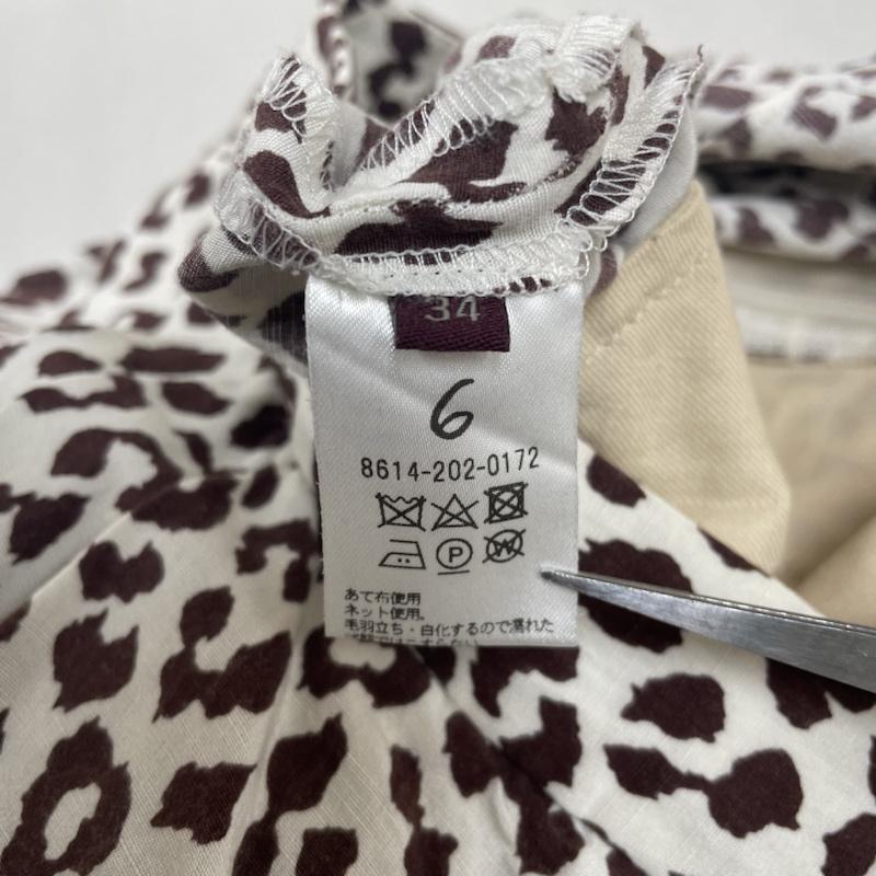 ロク 6BEAUTY&YOUTH パンツ ワークパンツ、ペインターパンツ LEOPARD PRINT PANTS レオパード ヒョウ柄 テーパード パンツ サイドファスナー リネン 麻 8614-202-0172 34 ヒョウ柄・レオパード柄 白 / ホワイト / white X 茶 / ブラウン / brown レディース USED 古着 中古 50138852