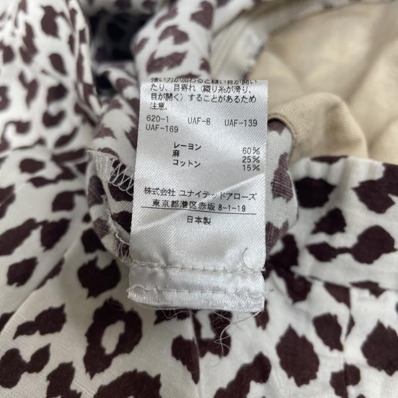 ロク 6BEAUTY&YOUTH パンツ ワークパンツ、ペインターパンツ LEOPARD PRINT PANTS レオパード ヒョウ柄 テーパード パンツ サイドファスナー リネン 麻 8614-202-0172 34 ヒョウ柄・レオパード柄 白 / ホワイト / white X 茶 / ブラウン / brown レディース USED 古着 中古 50138852