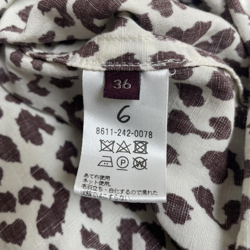 ロク 6BEAUTY&YOUTH シャツ、ブラウス 長袖 LEOPARD PRINT SHIRT レオパード ヒョウ柄 オープンカラー 開襟 長袖 シャツ リネン 麻 8611-242-0078 36 ヒョウ柄・レオパード柄 白 / ホワイト / white X 茶 / ブラウン / brown レディース USED 古着 中古 50138853
