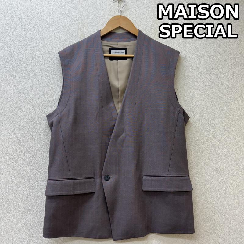 メゾンスペシャル MAISON SPECIAL ベスト ベスト 11241111506 Prime-Over Collarless Gilet オーバーサイズ ノーカラー ダブル ジレ ベスト 灰色 グレー 1 灰 / グレー / gray メンズ USED 古着 中古 50138862