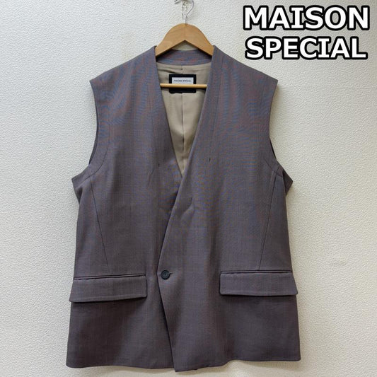 メゾンスペシャル MAISON SPECIAL ベスト ベスト 11241111506 Prime-Over Collarless Gilet オーバーサイズ ノーカラー ダブル ジレ ベスト 灰色 グレー 1 灰 / グレー / gray メンズ USED 古着 中古 50138862