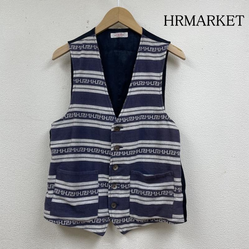ハリウッドランチマーケット HRMARKET ベスト ベスト ベスト ジレ ジャケット ボタン 前開き ボーダー柄 後身頃サテン生地 ボーダー柄 白 / ホワイト / white X インディゴ / インディゴ / Indigo メンズ USED 古着 中古 50138955