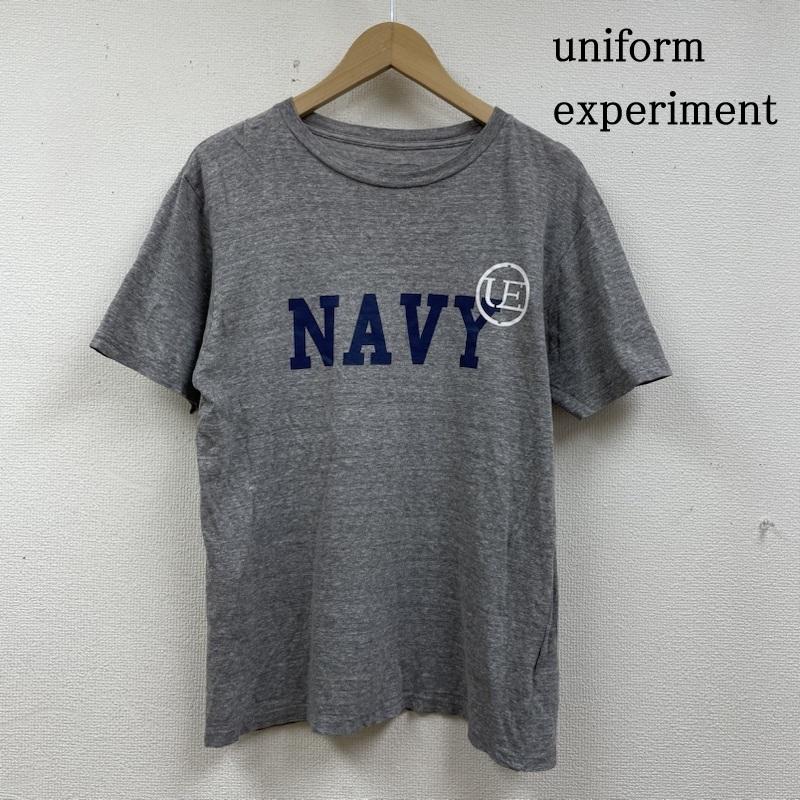ユニフォームエクスペリメント uniform experiment Tシャツ 半袖 半袖 Tシャツ Shirt NAVY ロゴ プリント クルーネック シャツ カットソー UE-101083 2 ロゴ、文字 X プリント 灰 / グレー / gray メンズ USED 古着 中古 50138956