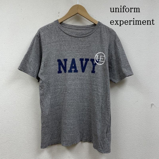ユニフォームエクスペリメント uniform experiment Tシャツ 半袖 半袖 Tシャツ Shirt NAVY ロゴ プリント クルーネック シャツ カットソー UE-101083 2 ロゴ、文字 X プリント 灰 / グレー / gray メンズ USED 古着 中古 50138956