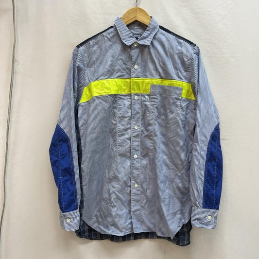 コムデギャルソン・ジュンヤワタナベマン COMME des GARCONS JUNYA WATANABE MAN シャツ、ブラウス 長袖 チェック ストライプ 切替 シャツ WB-B008 AD2018 XS 青 / ブルー / blue メンズ USED 古着 中古 50138975