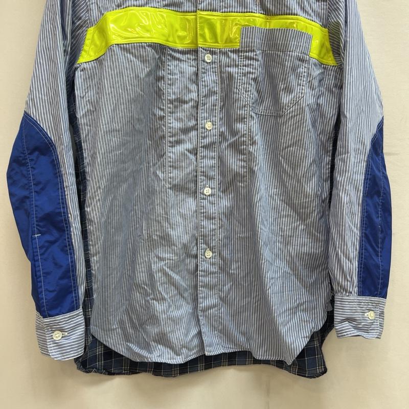 コムデギャルソン・ジュンヤワタナベマン COMME des GARCONS JUNYA WATANABE MAN シャツ、ブラウス 長袖 チェック ストライプ 切替 シャツ WB-B008 AD2018 XS 青 / ブルー / blue メンズ USED 古着 中古 50138975