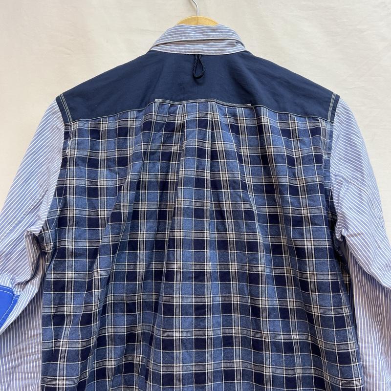 コムデギャルソン・ジュンヤワタナベマン COMME des GARCONS JUNYA WATANABE MAN シャツ、ブラウス 長袖 チェック ストライプ 切替 シャツ WB-B008 AD2018 XS 青 / ブルー / blue メンズ USED 古着 中古 50138975