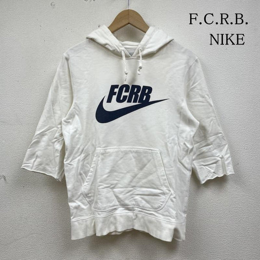 エフシーアールビー F.C.R.B. パーカー 七分袖 NIKE コラボ 5分 7分丈 パーカー フーディー ロゴ ビッグプリント 袖カットオフ 396346-100 S ロゴ、文字 X プリント 白 / ホワイト / white メンズ USED 古着 中古 50138984